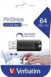 VERBATIM PENDRIVE PINSTRIPE 64GB HIGH SPEED RETRACTIL USB 3.2 NEGRO