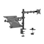 AISENS - SOPORTE DE MESA GIRATORIO E INCLINABLE PARA PORTATIL Y MONITOR/TV 9KG DE 17-32, NEGRO