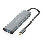 AISENS - HUB USB 3.2 GEN1 5G USB-C, USB-C/M-1xUSB-C/H-3xUSB-A/H, GRIS, 15CM