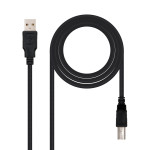NANOCABLE Cable USB 2.0 impresora, tipo A/M-B/M, negro, 1.8m